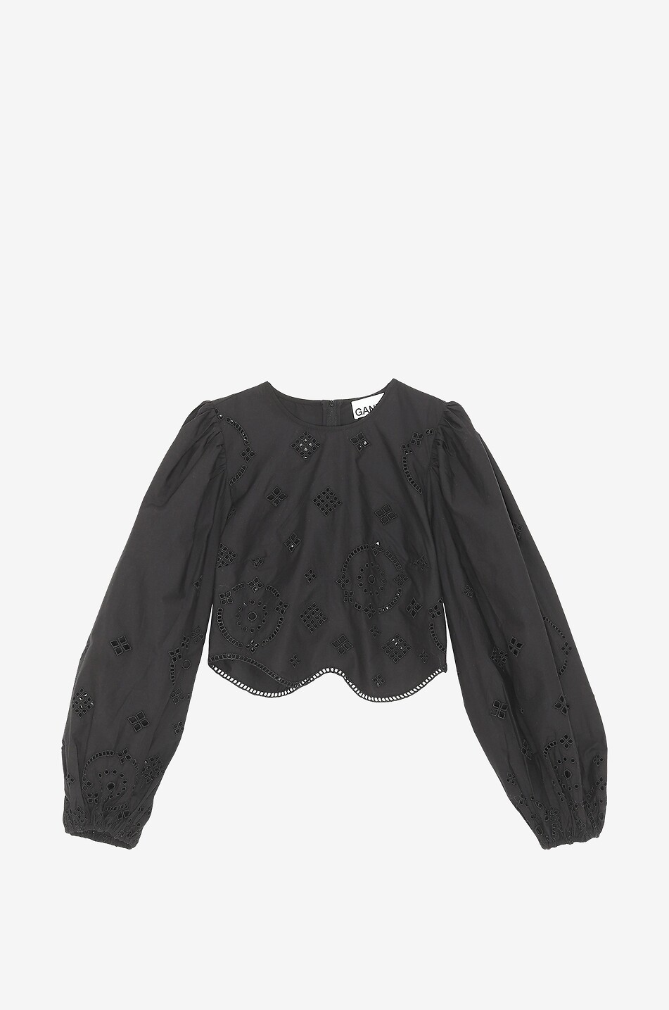 Openwork embroidered poplin blouse