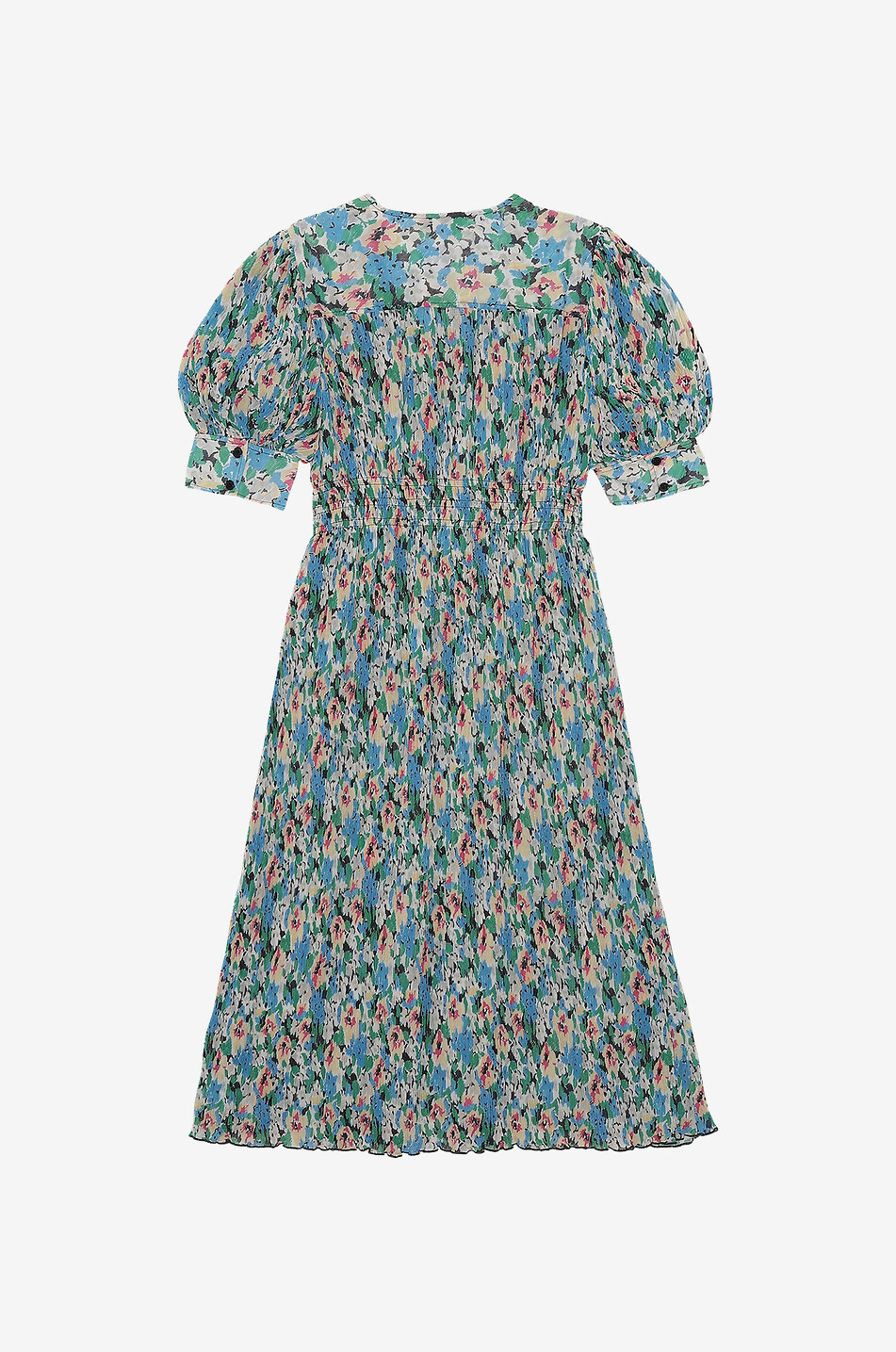 Robe midi fleurie en georgette froissée Floral Azure