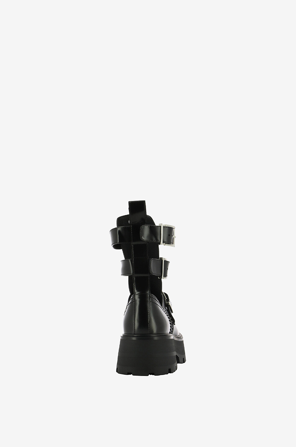 ALEXANDER McQUEEN Plateau-Stiefeletten aus glänzendem Leder Rave Buckle Damen SCHWARZ 4