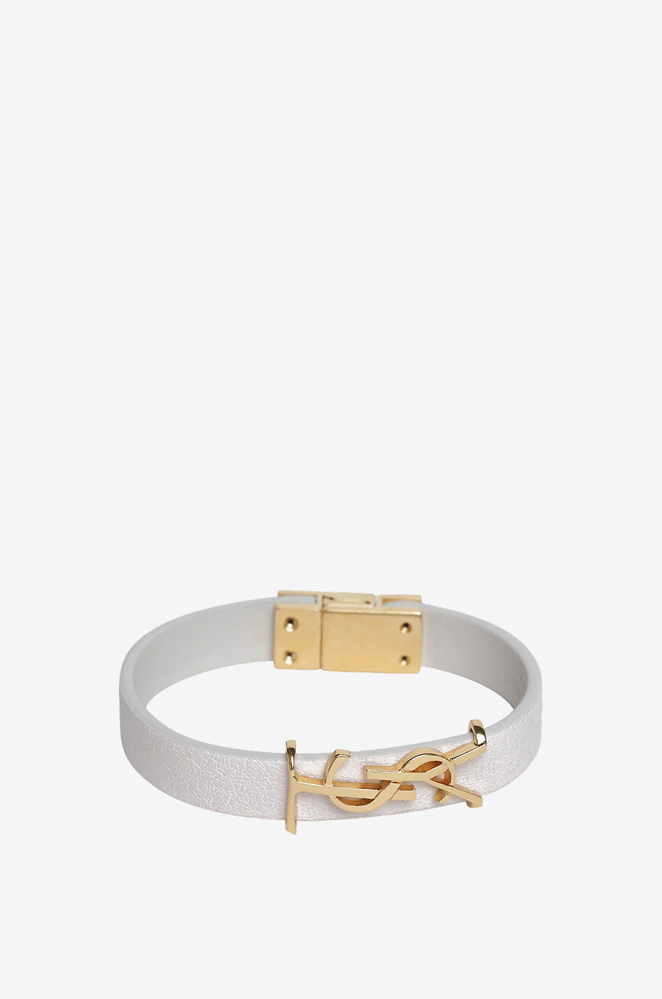 SAINT LAURENT PARIS Lederarmband mit Monogramm Opyum Damen BEIGE 1