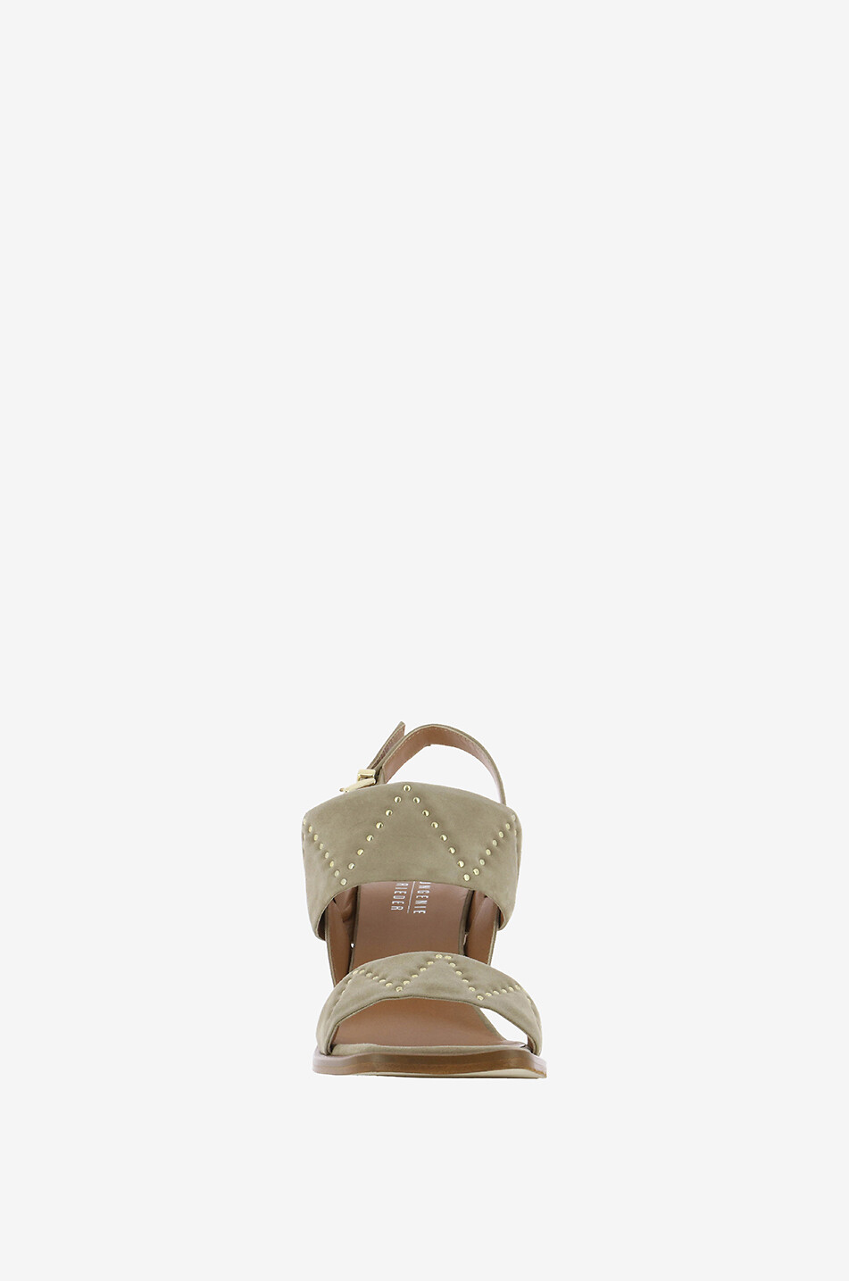 Sandalen aus nietenbesetztem Wildleder mit Blockabsatz Jennifer 85