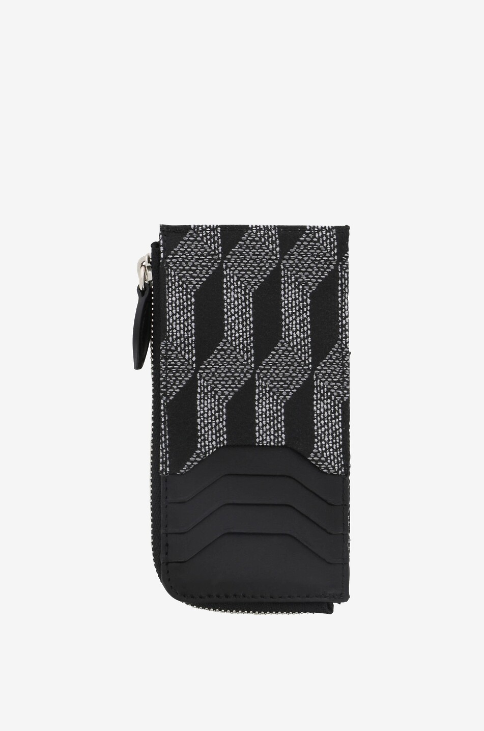 AU DEPART PARIS Le Porte-Cartes Monogramme leather and jacquard zippered card case Women BLACK 2