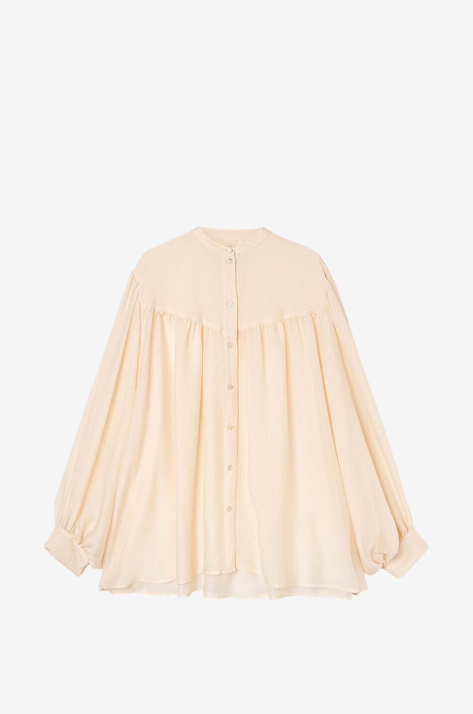 MOMONI Weite Bluse aus gehämmertem Seidenvoile Irvin Damen Hellbeige 1