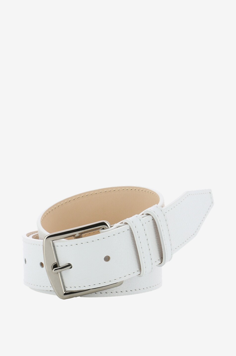 BERTHILLE Grained leather belt Women WHITE 1