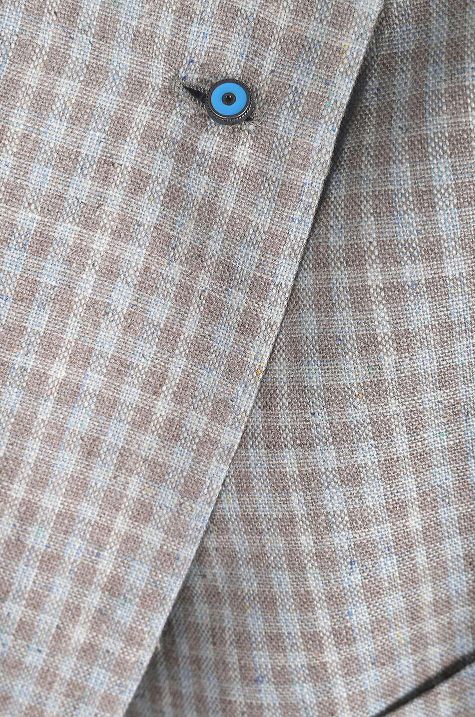 GIAMPAOLO Checked silk gingham check blazer Men Light beige 3