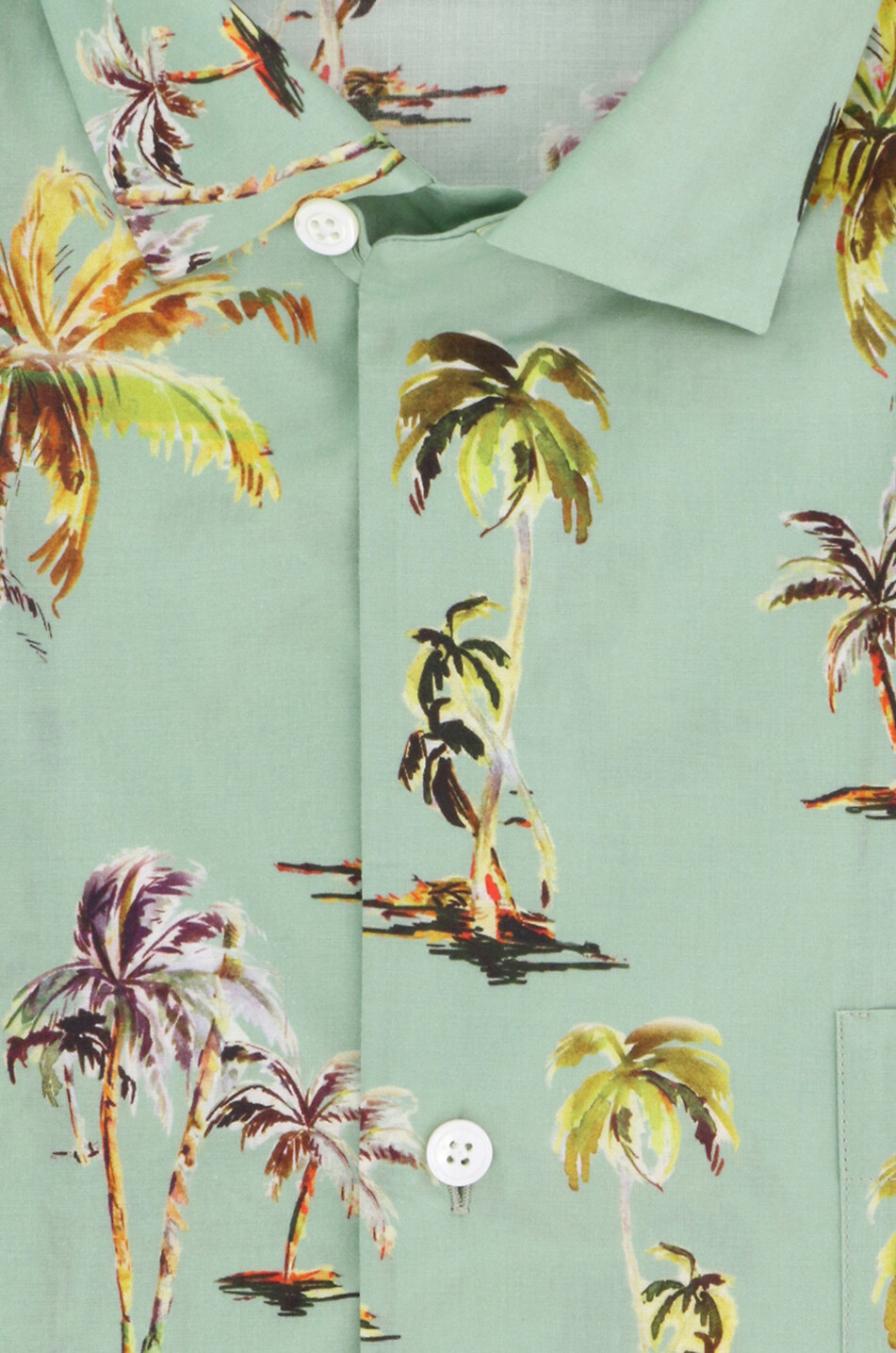 Palm tree printed cotton short-sleeved shirt