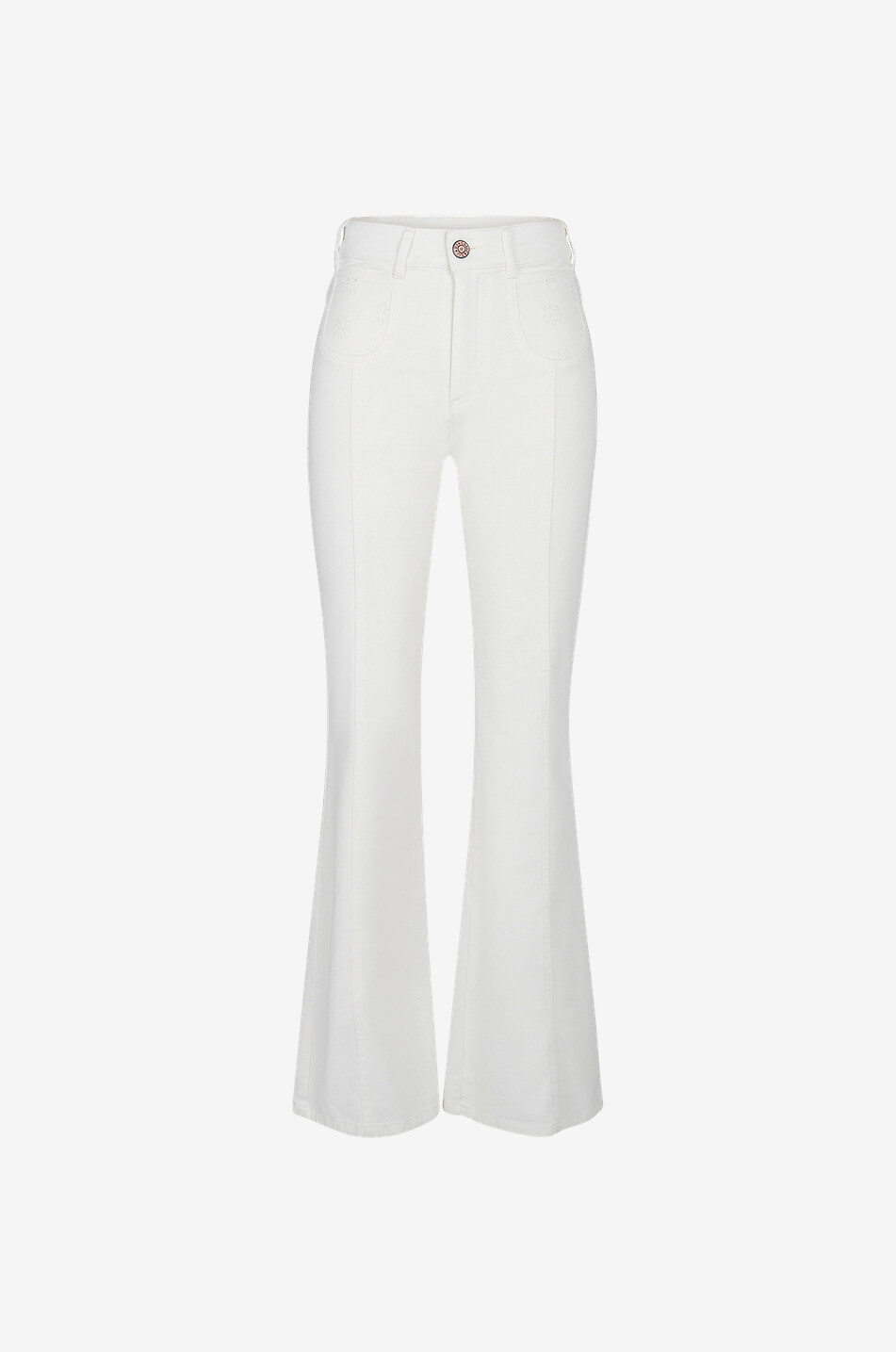 Emily openwork embroidered flared jeans