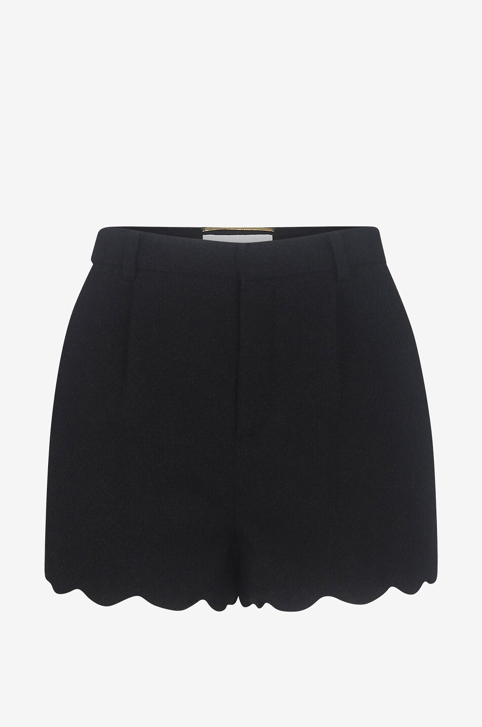 Mini short en tweed bouclette à bords échancrés