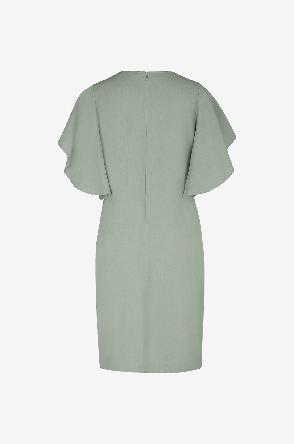 FABIANA FILIPPI Mini robe en lin mélangé à manches courtes volantées Femme VERT CLAIR 2