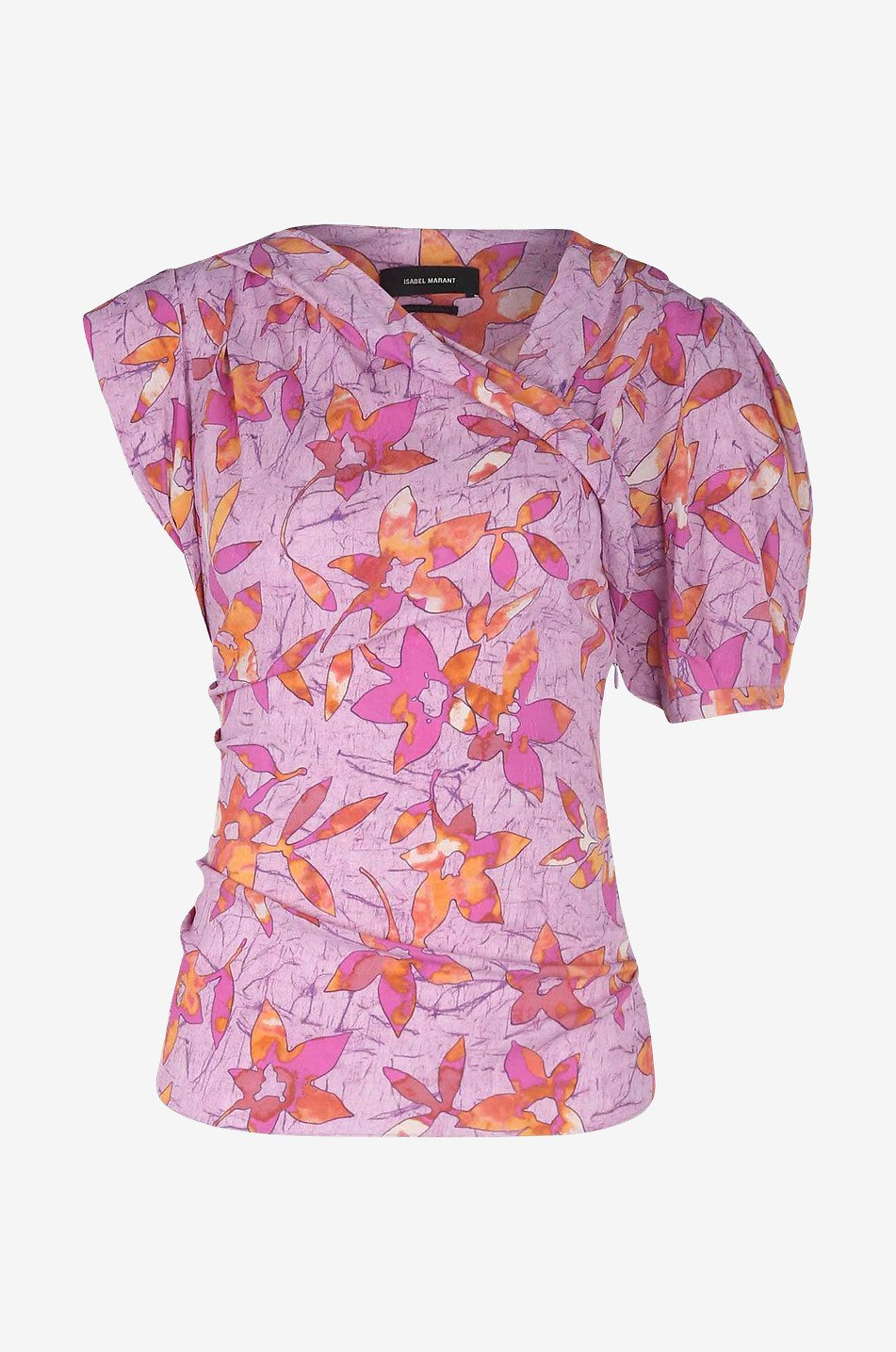 Top asymétrique fleuri en soie mélangée Madinea