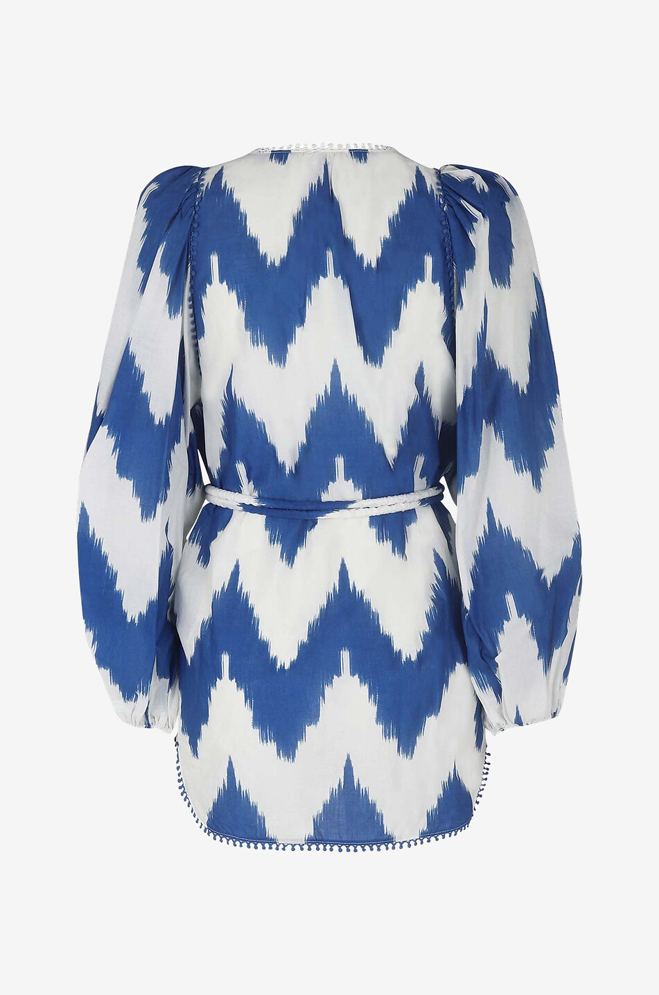 DOROTHEE SCHUMACHER Bluse mit Gürtel und Puffärmeln mit Ikat-Print Damen MITTELBLAU 2
