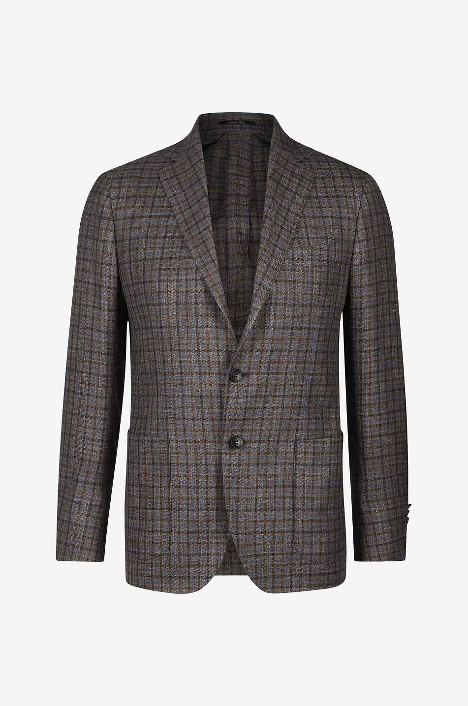 BONGÉNIE Ethomas checked wool, silk and linen blazer Men BROWN 1