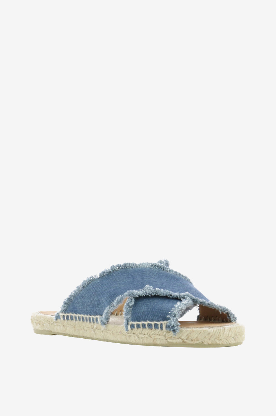 CASTANER Claquettes effilochées en toile de coton Palmera Femme BLEU CLAIR 1