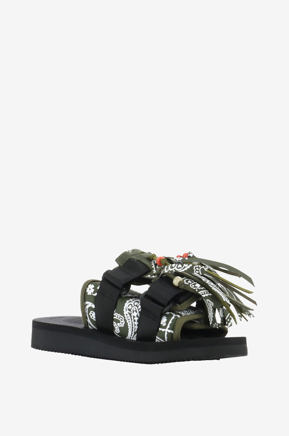 Pantoletten aus Nylon mit Bandana-Print und Fransen Moto