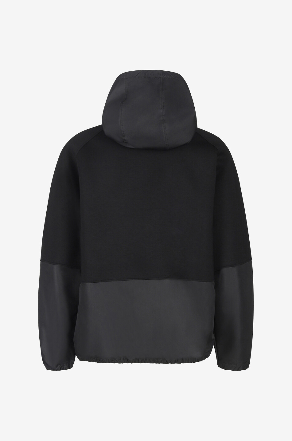 Bi-material hooded sweatshirt
