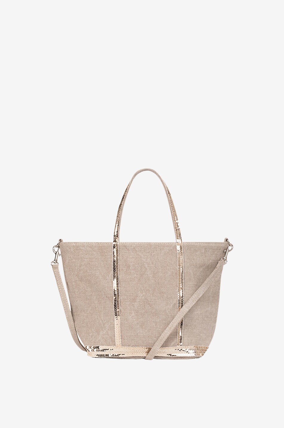 Petit linen canvas tote bag with sequins