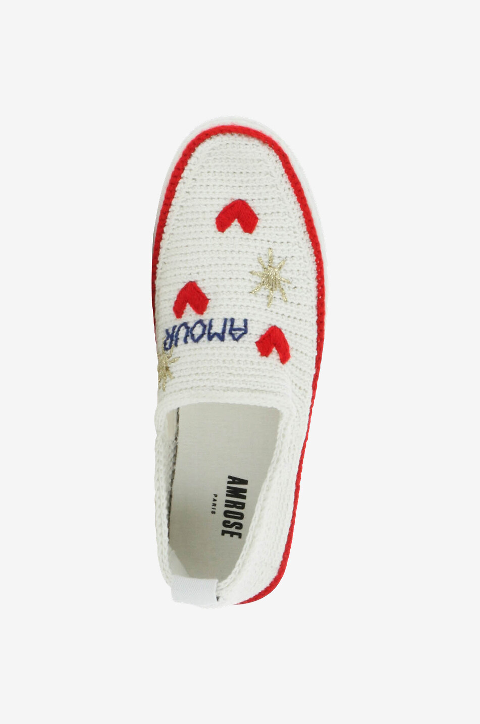 AMROSE Baskets slip-on crochetées Amour Infini Femme BLANC 5