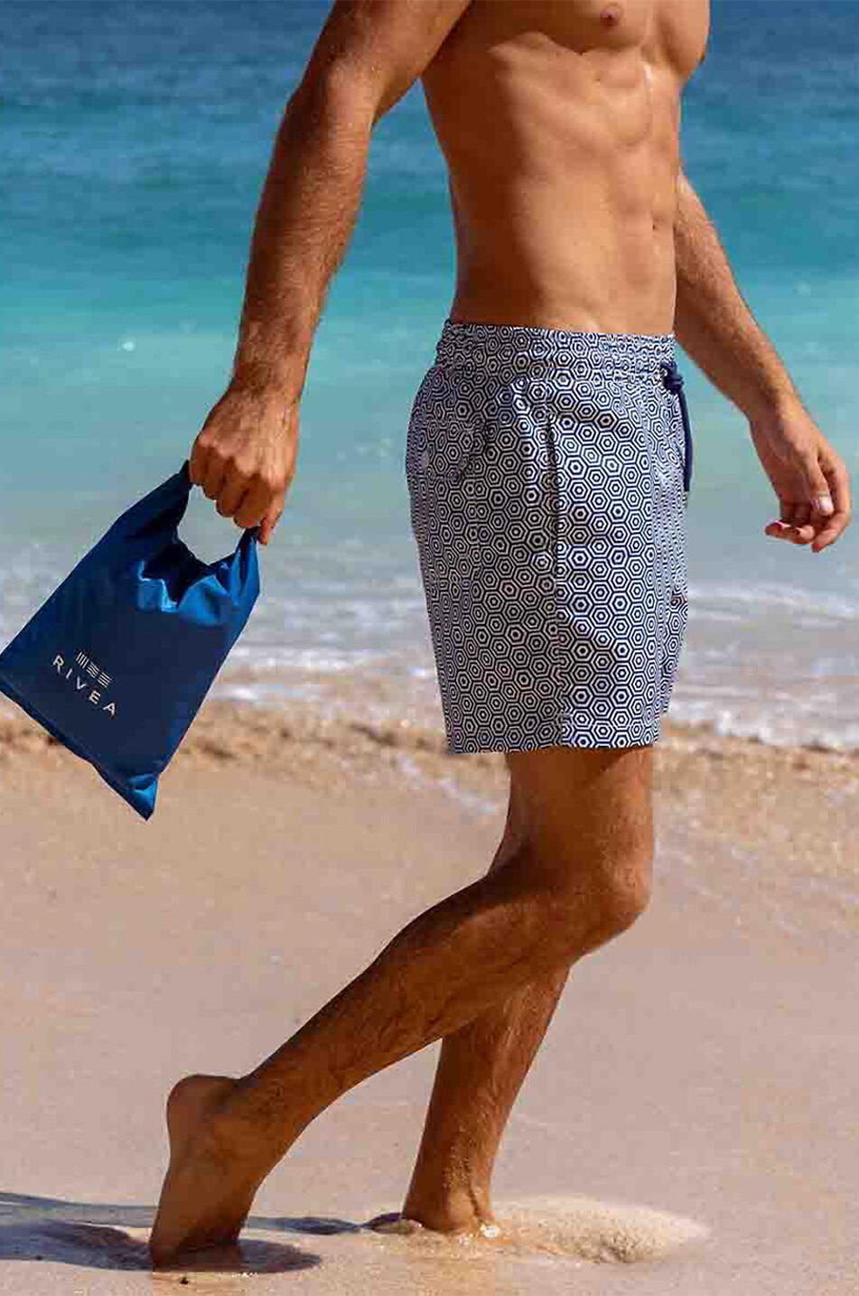 RIVEA Badeshorts mit Fünfeck-Print Saint-Tropez Herren BLAU 10