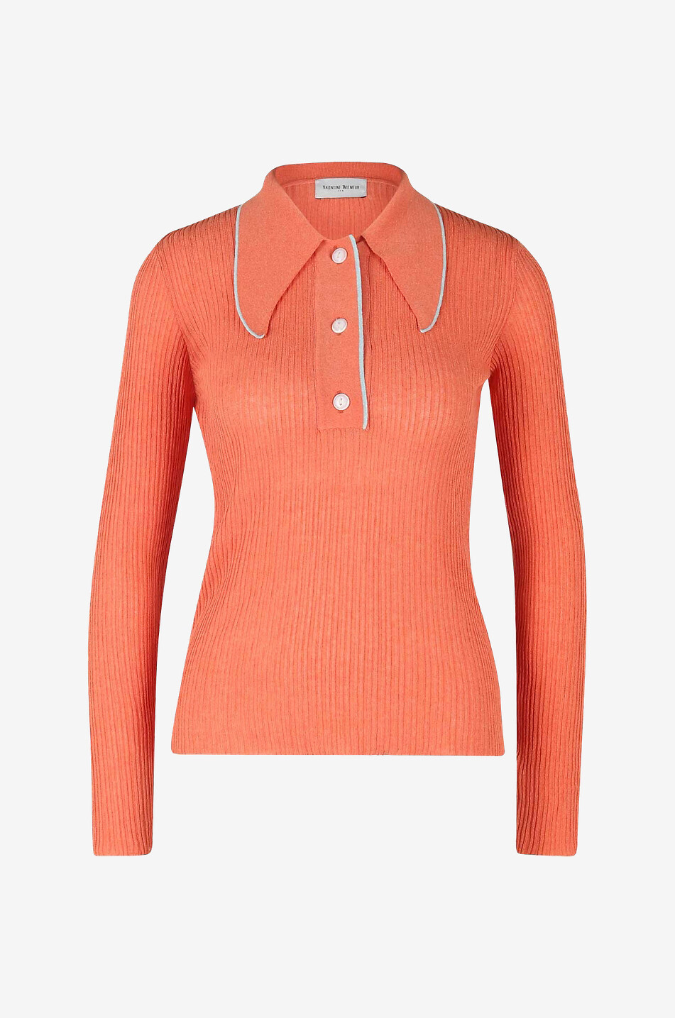 Squeamish long-sleeved rib knit polo shirt