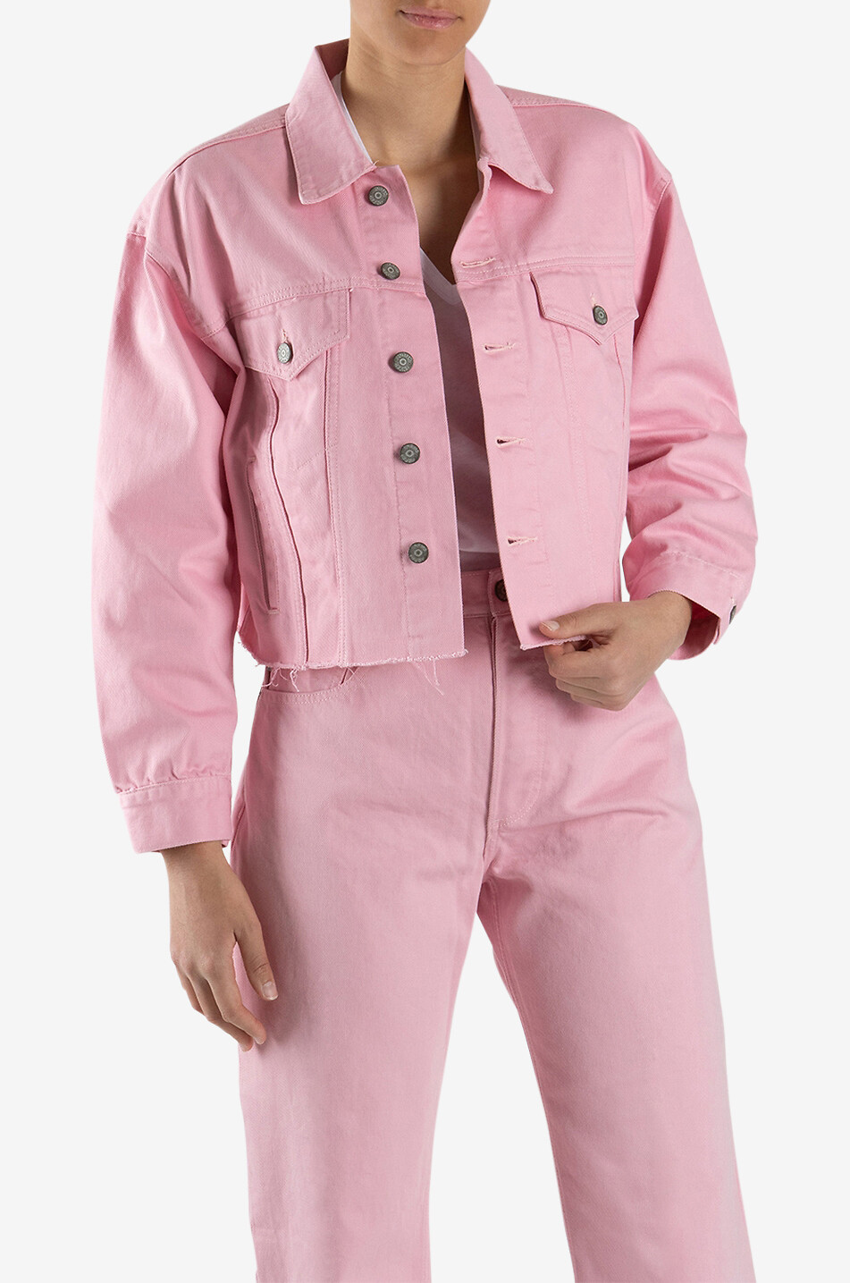 BOYISH Jeansjacke aus Baumwolle Oversize Crop Damen ROSA 4