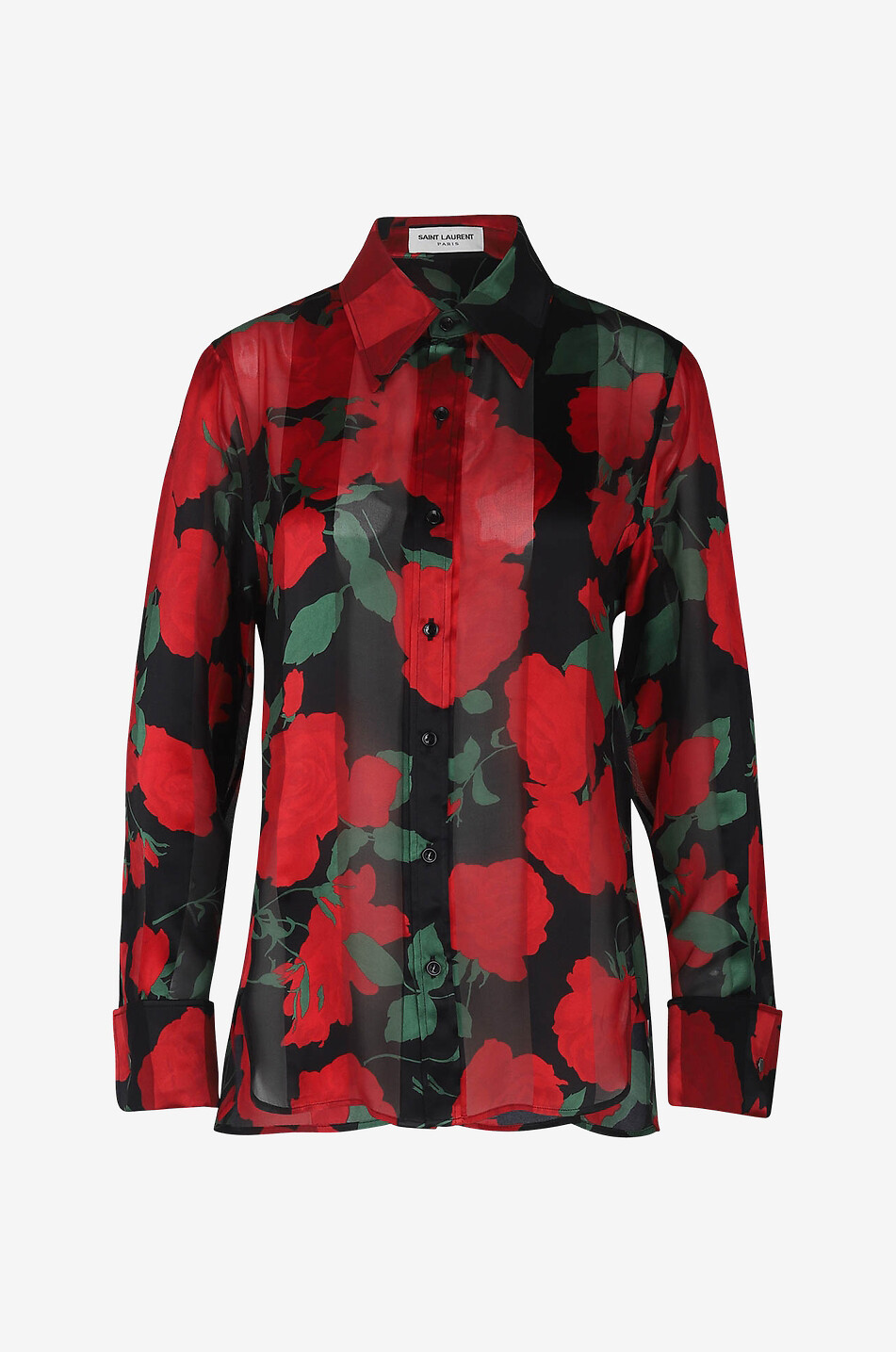 Rose printed silk muslin shirt