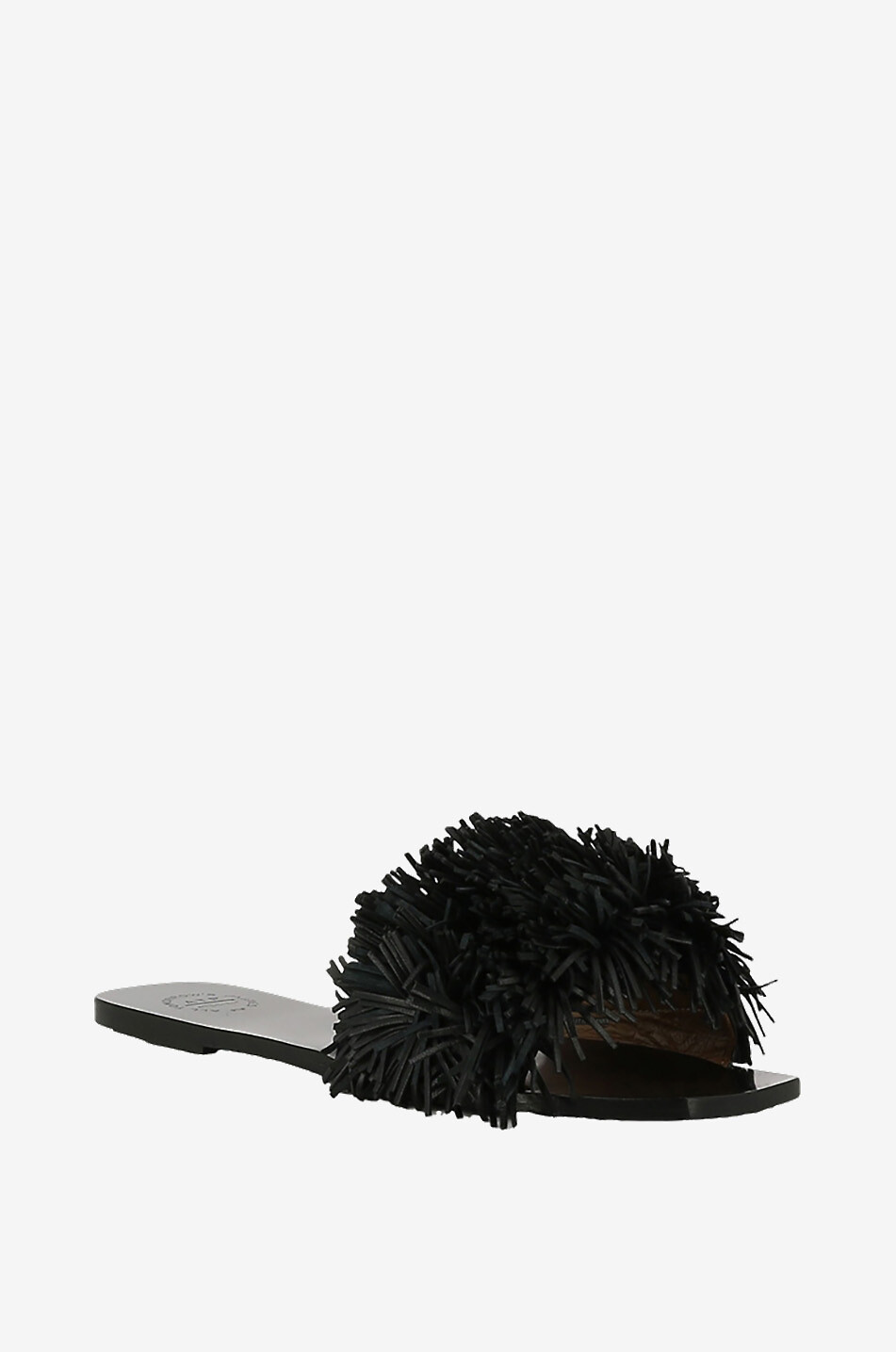 ATP ATELIER Gaiola fringe adorned flat leather slides Women BLACK 1