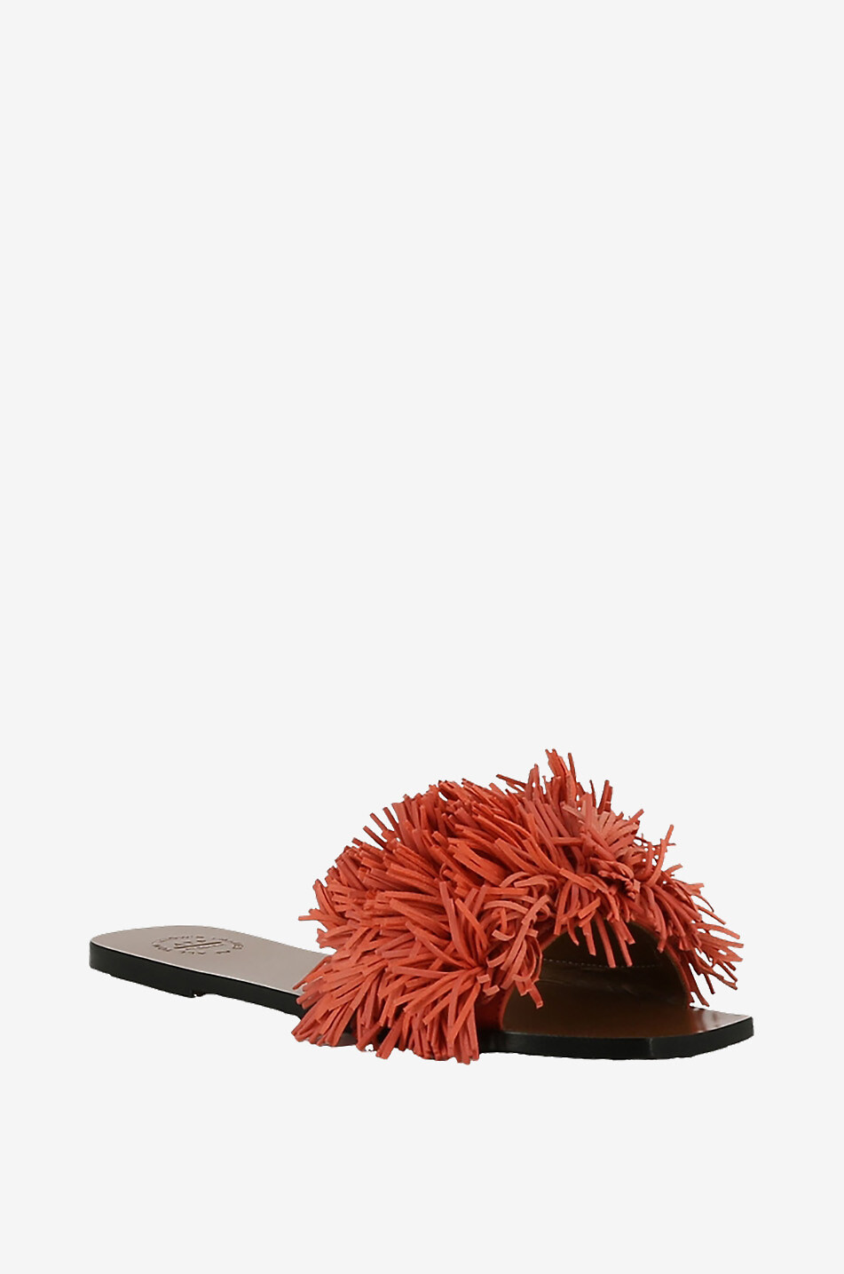 Flache Lederpantoletten mit Fransen Gaiola