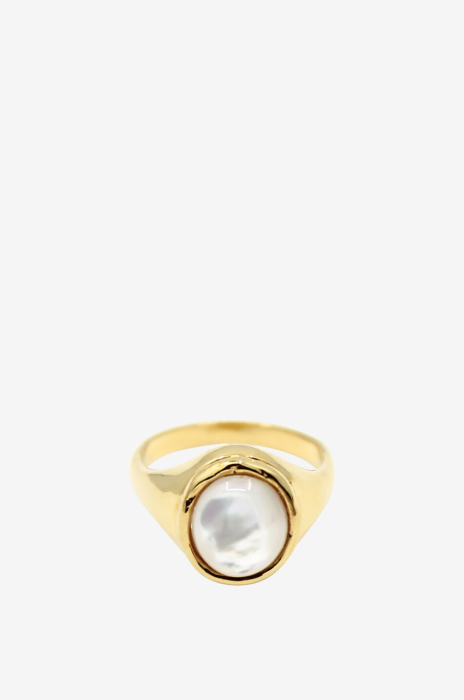 BY ALONA Goldener Ring mit Perlmutt Juliette Damen WEISS 1