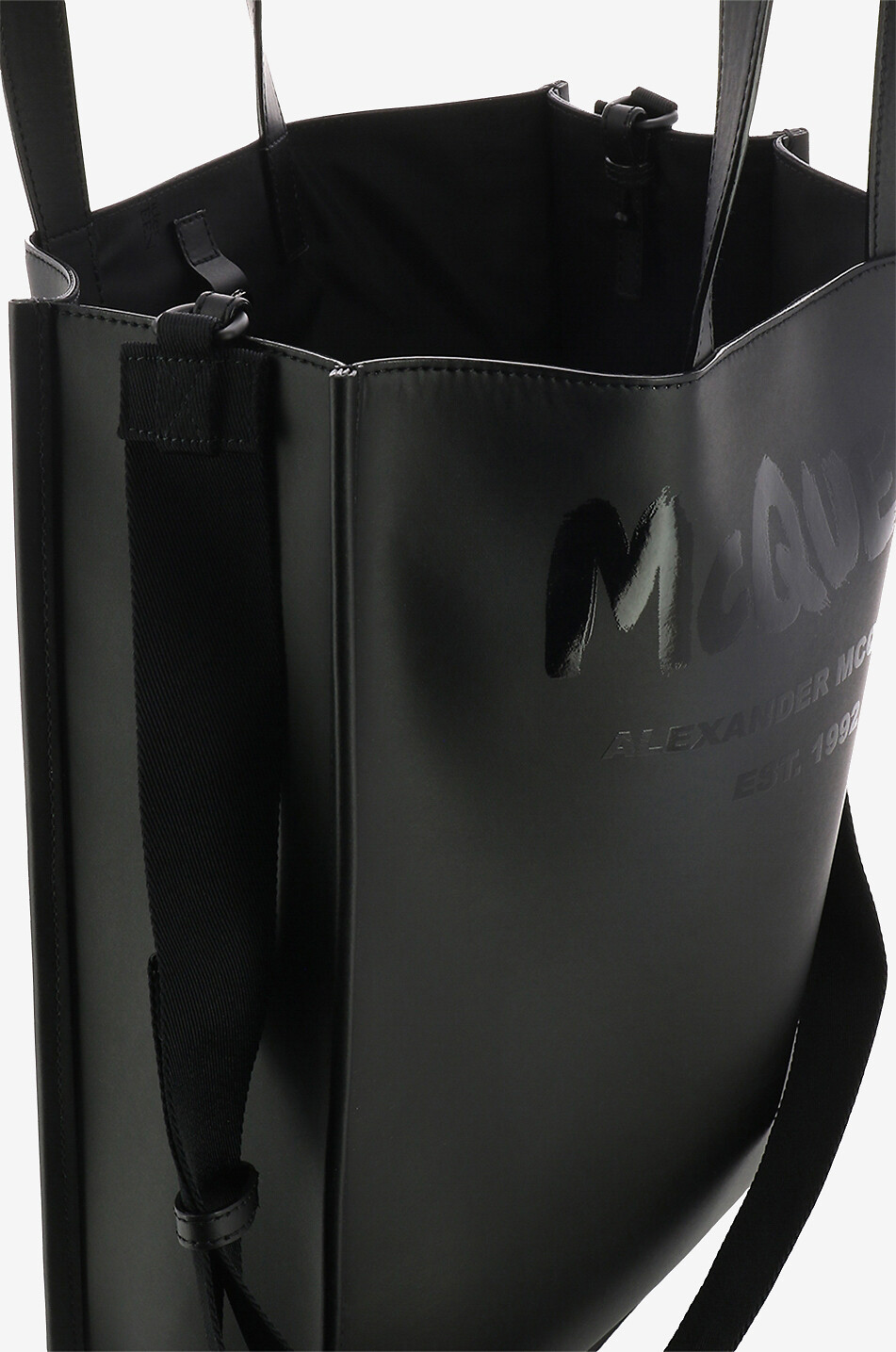 ALEXANDER McQUEEN Sac cabas en cuir imprimé McQueen Graffiti Edge N/S Homme NOIR 3