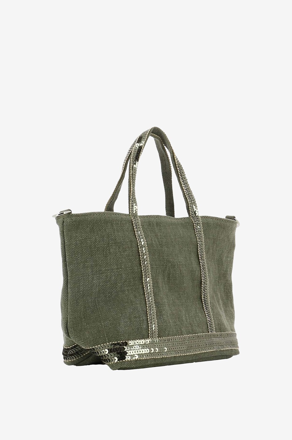 VANESSA BRUNO Sac cabas en toile de lin à sequins Mini Femme KAKI 2