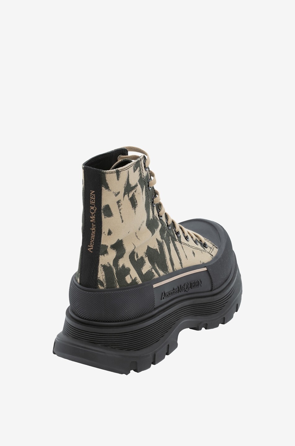 ALEXANDER McQUEEN McQUEEN Graffiti Tread Slick printed canvas lace-up ankle boots Men MULTI COLOURED 3