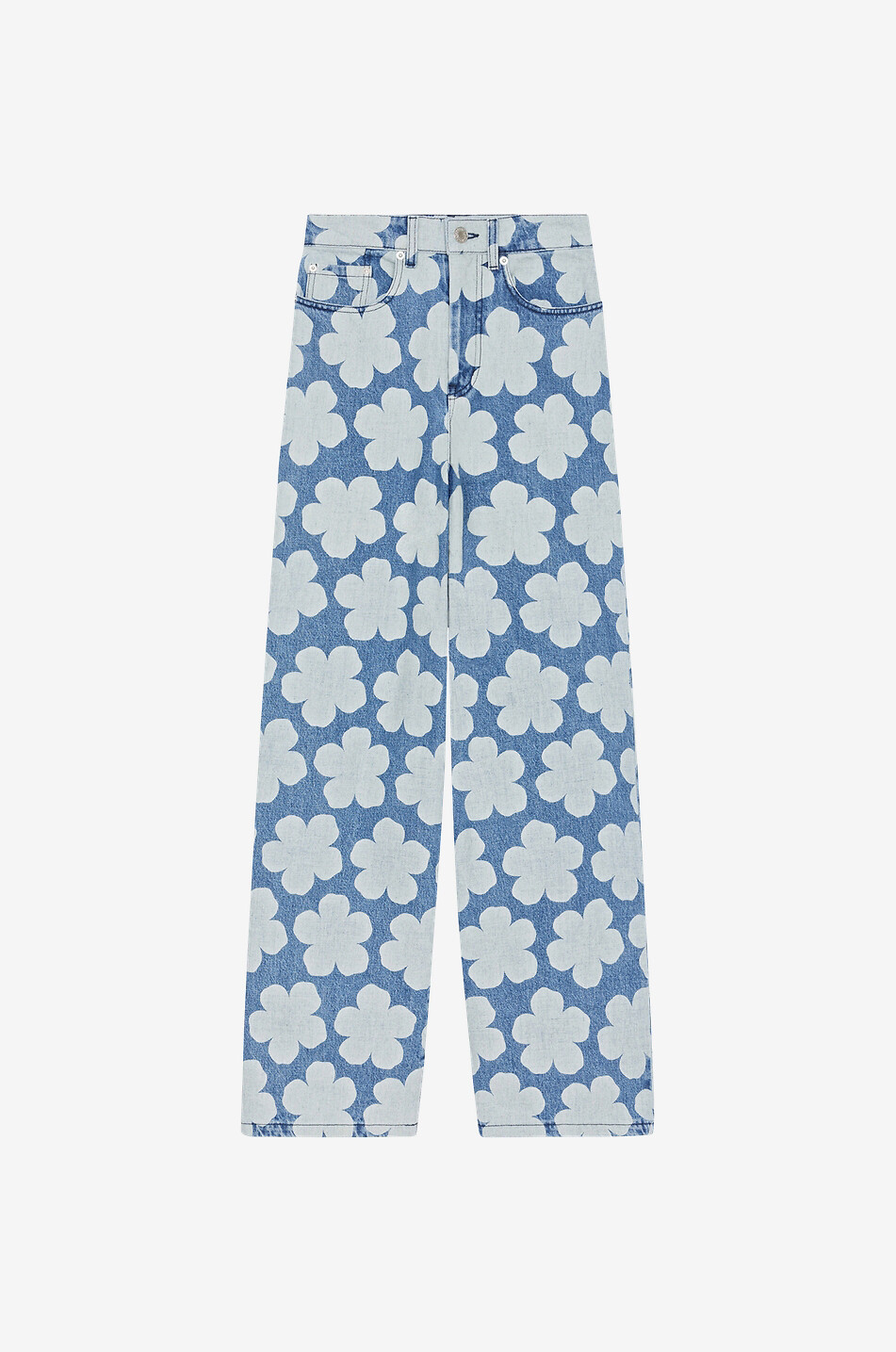 Bedruckte Jeans mit weitem Bein Boke Flower