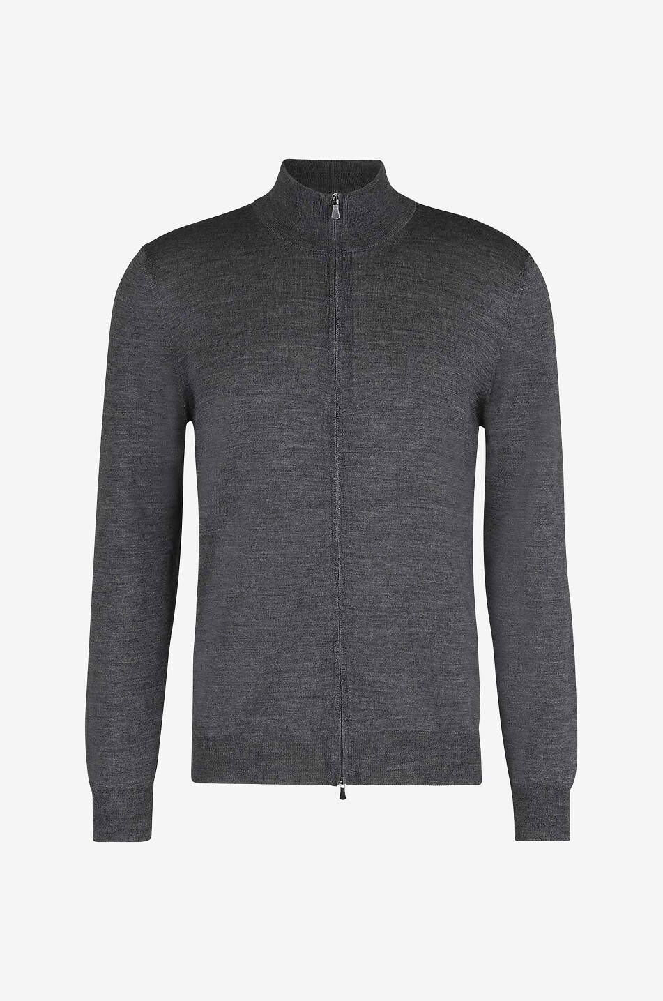 Cardigan zippé à col montant en laine et soie