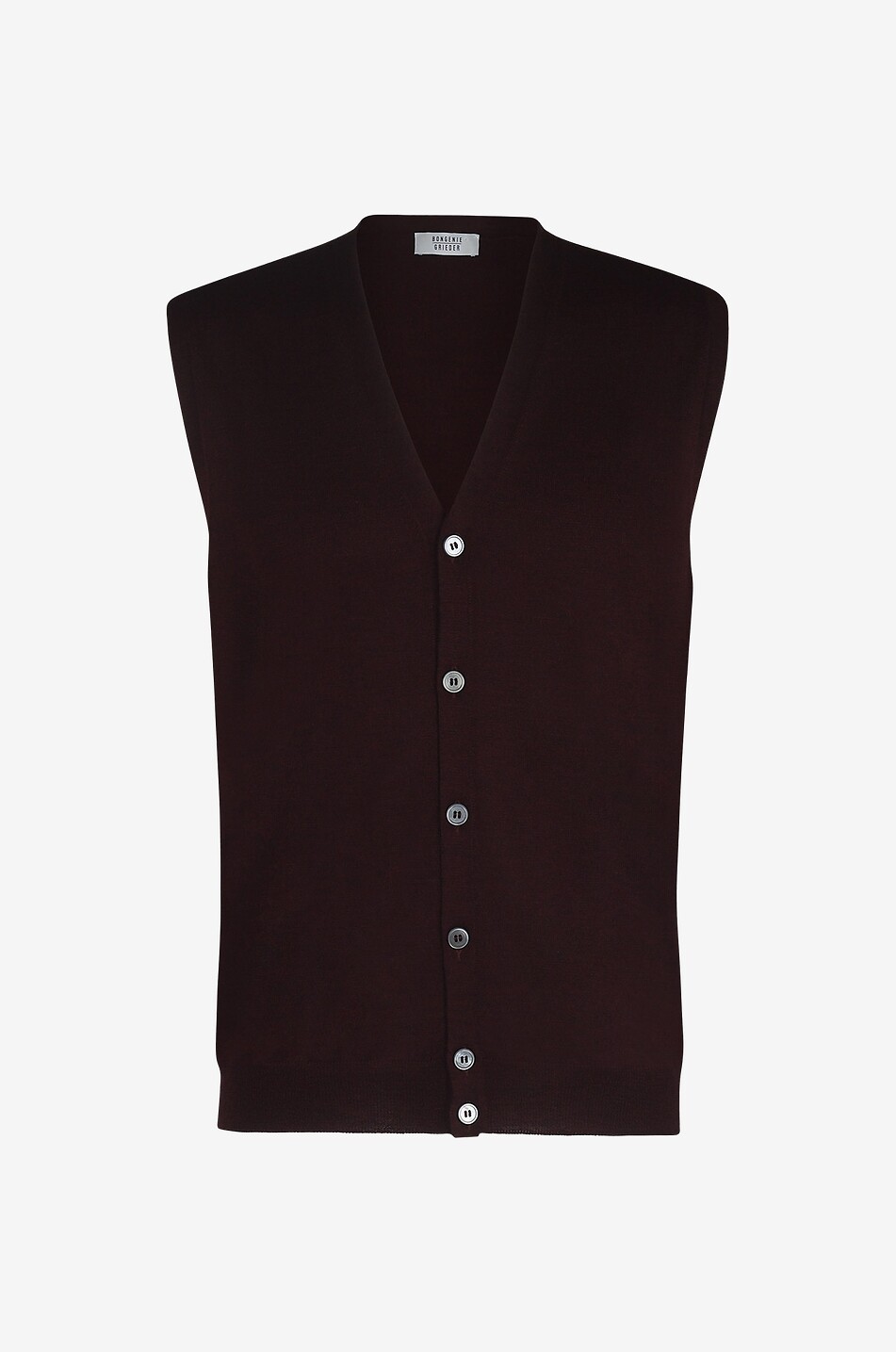 BONGÉNIE Gilet en maille de laine et soie à col V Homme ROUGE FONCÉ 1