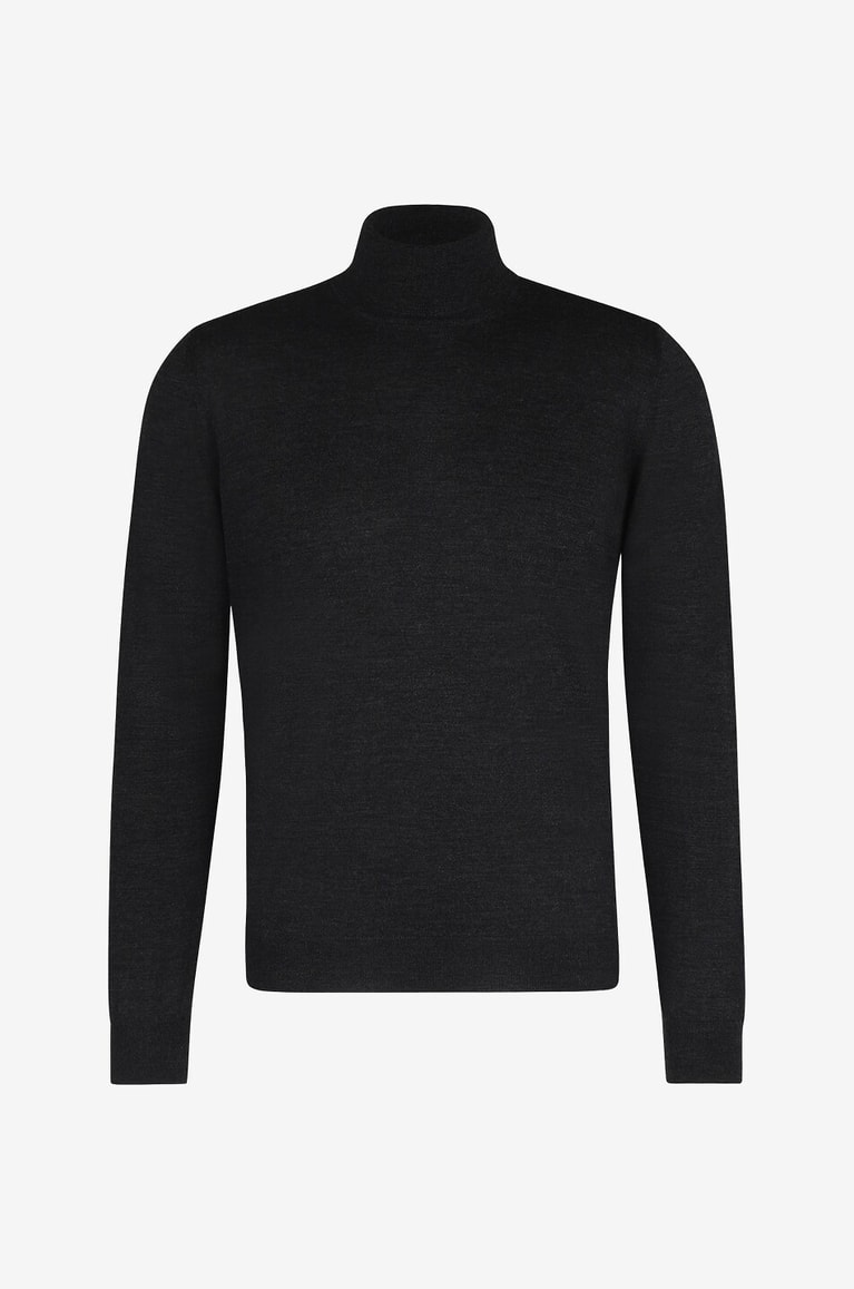 BONGÉNIE Feiner Rollkragenpullover aus Wolle und Seide Herren DUNKELGRAU 1