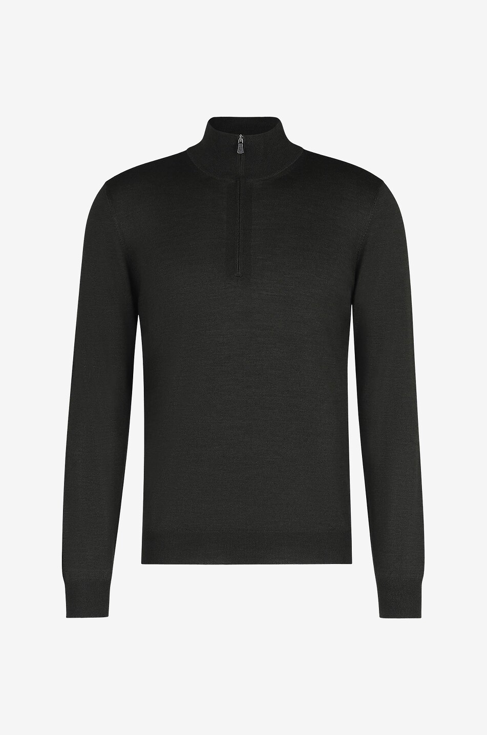 BONGÉNIE Feiner Pullover aus Wolle und Seide mit Halb-Zip-Stehkragen Herren GRÜN 1