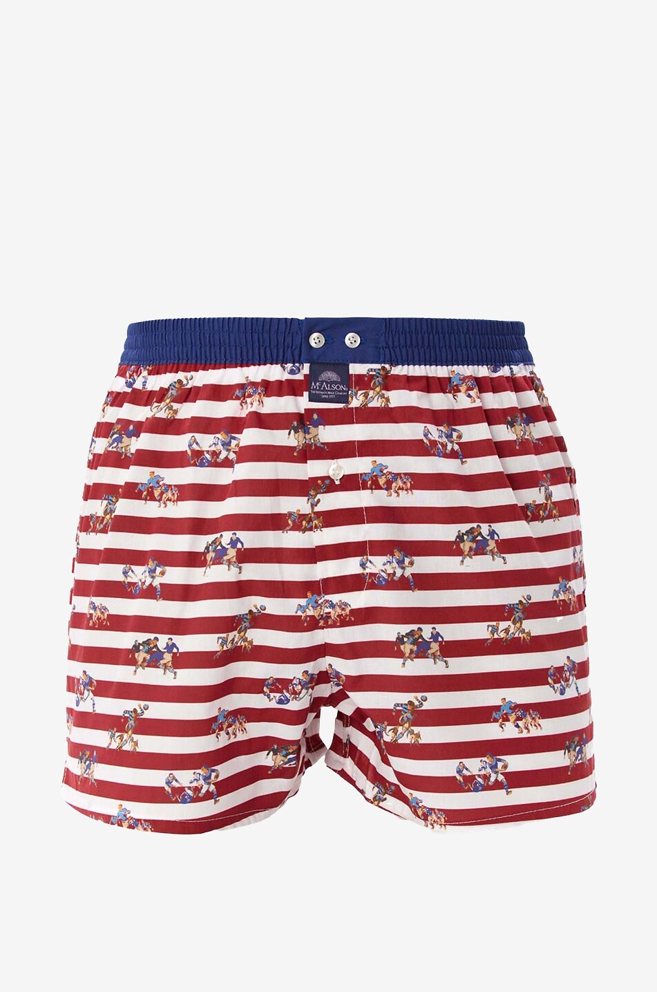 Rugby and stripe printed cotton boxer shorts