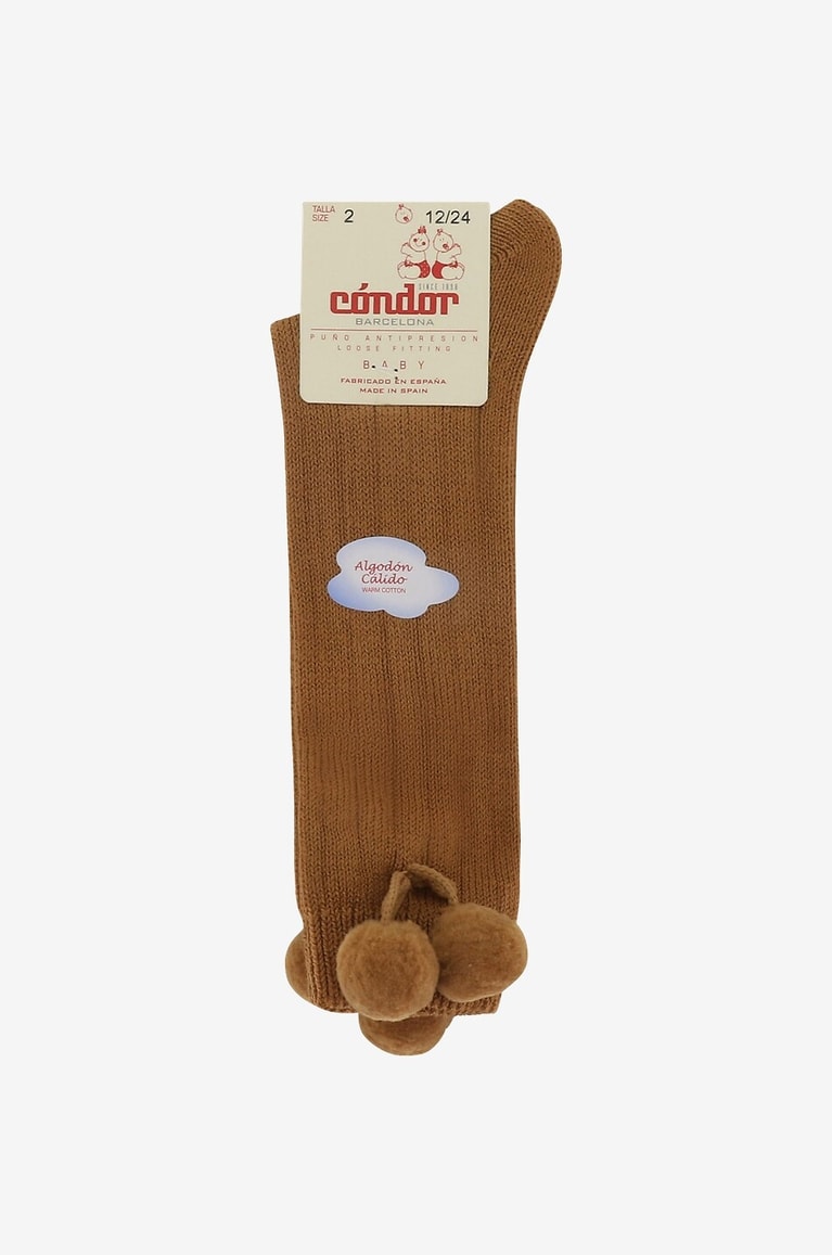 CONDOR Mädchen-Socken mit Bommel Mädchen ORANGE 1
