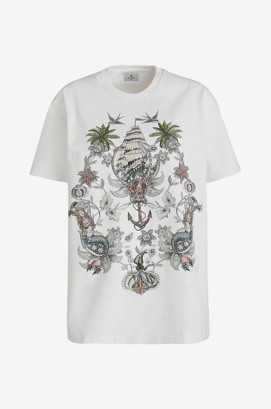 ETRO Oversize-T-Shirt mit Stickereien und Prints Tattoo Damen WEISS 1