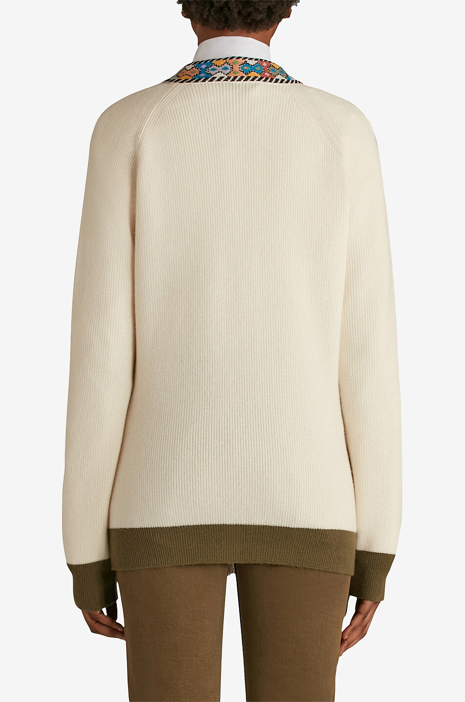 ETRO Cardigan en laine et cachemire à galon Etro Cube Femme Beige clair 3