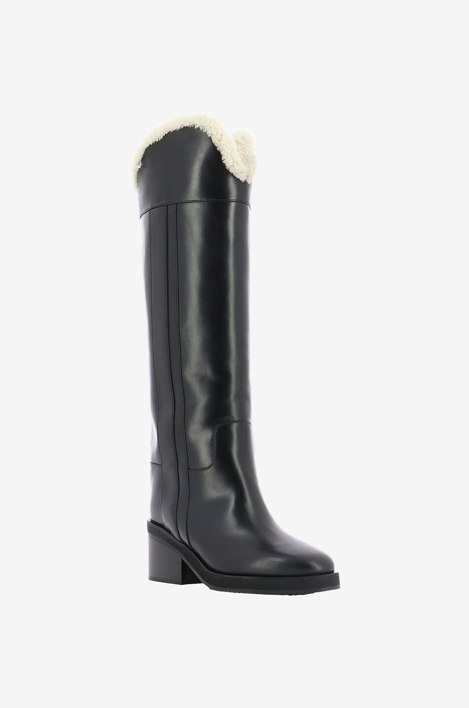 Bottes rembourrées en cuir lisse à talon Tonya 70