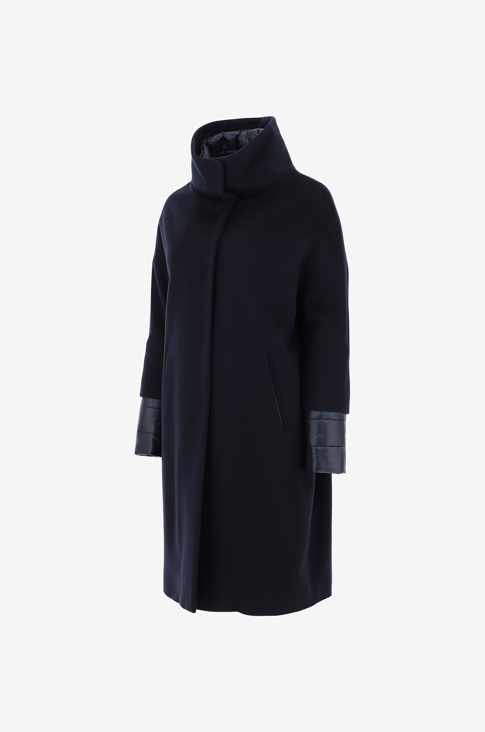 HERNO Manteau bi-matière détails doudoune Femme BLEU FONCE 2