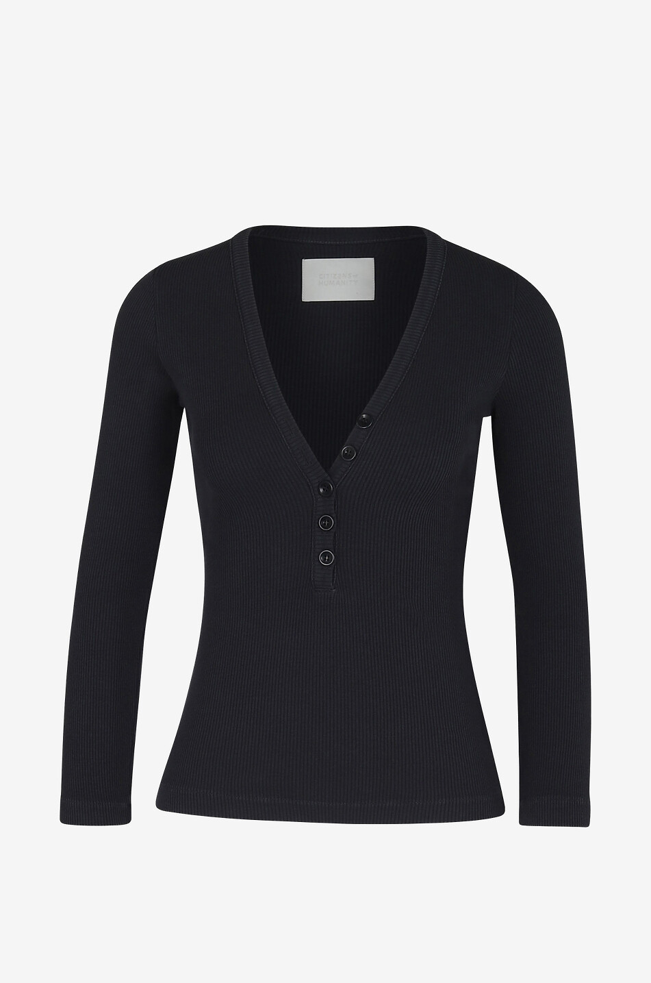 CITIZENS OF HUMANITY Top en coton biologique Aideen Henley Femme NOIR 1
