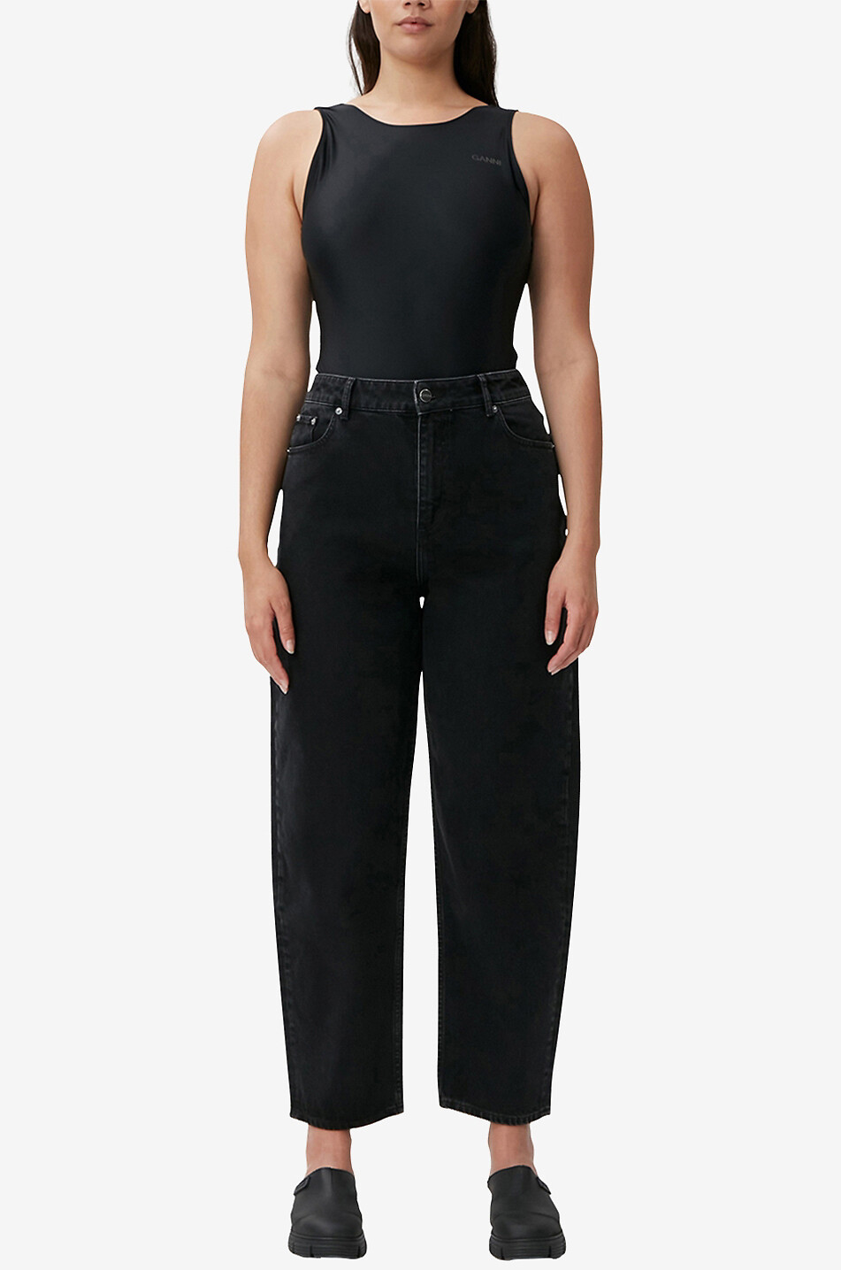 GANNI Stary Washed Black organic cotton tapered-leg jeans Women BLACK 4