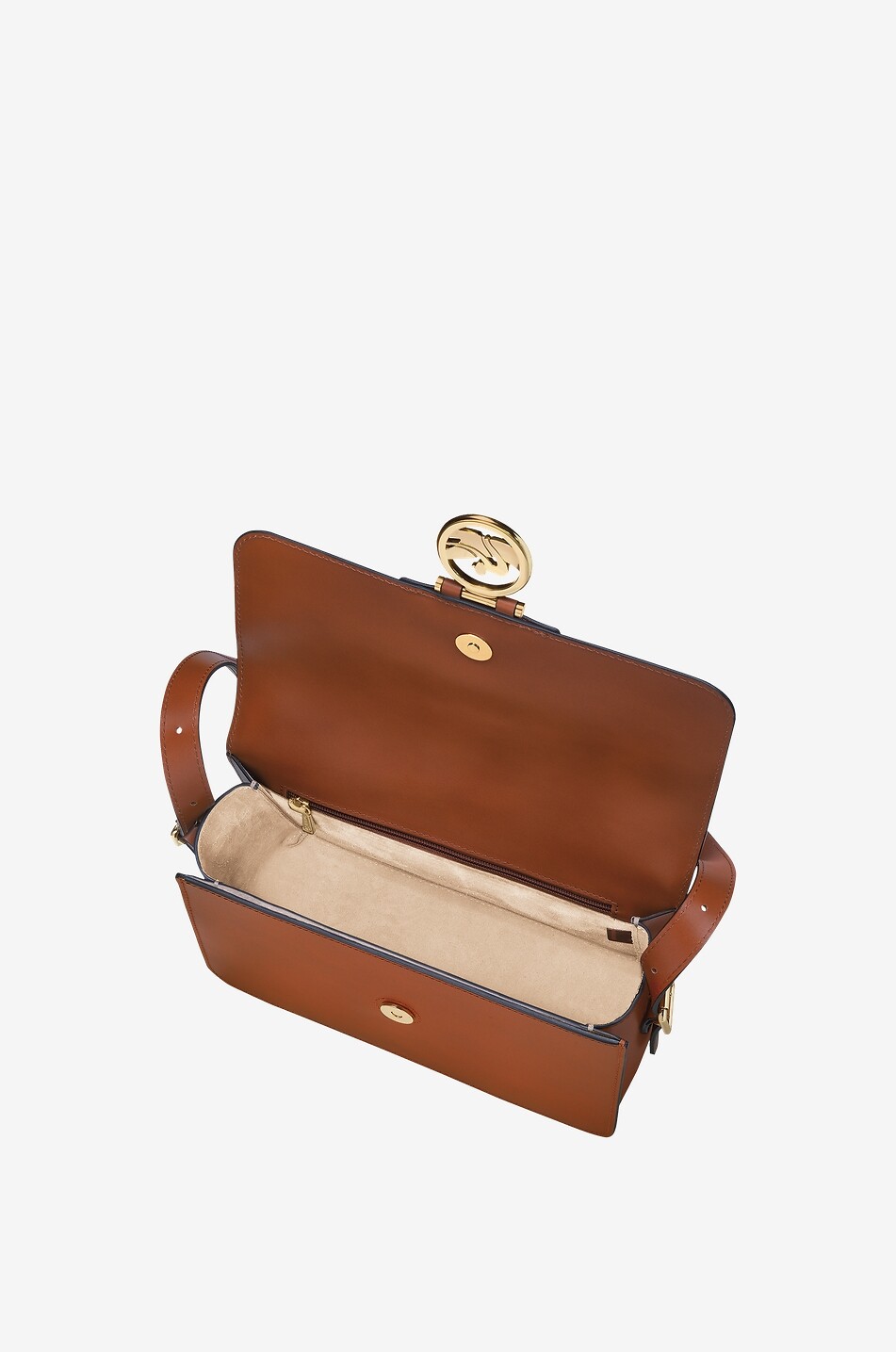 LONGCHAMP Sac porté épaule en cuir de veau Box-Trot Femme COGNAC 4