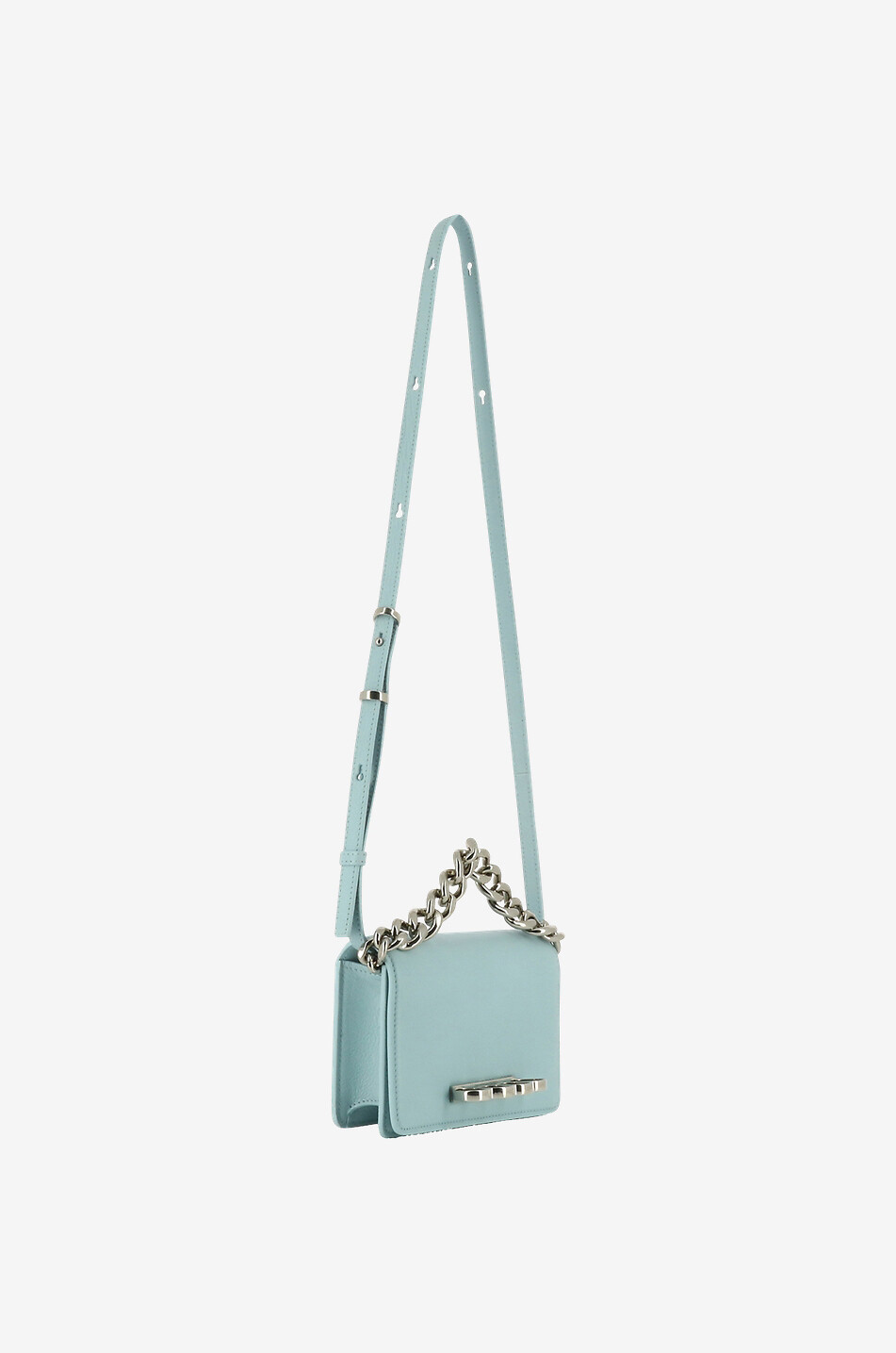 ALEXANDER McQUEEN Four Ring With Chain grained leather mini shoulder bag Women BLUE 5
