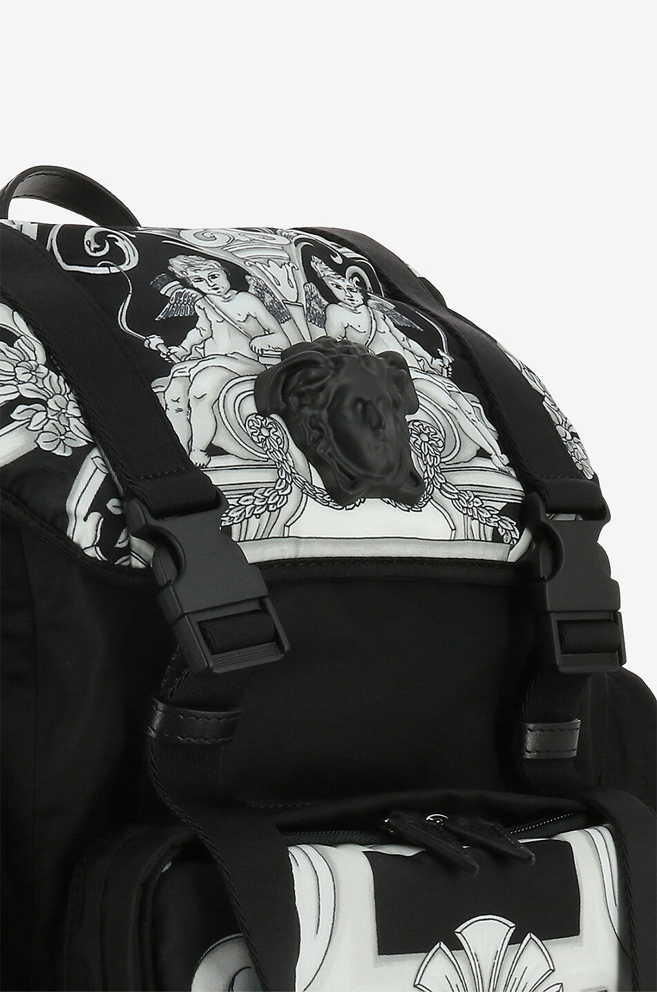 VERSACE Barocco La Greca printed nylon and leather backpack Men MULTI COLOURED 3