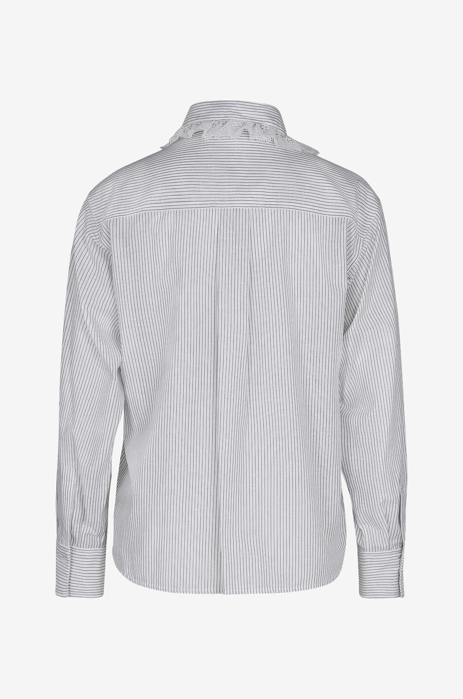 Chemise rayée à col Claudine orné de dentelle