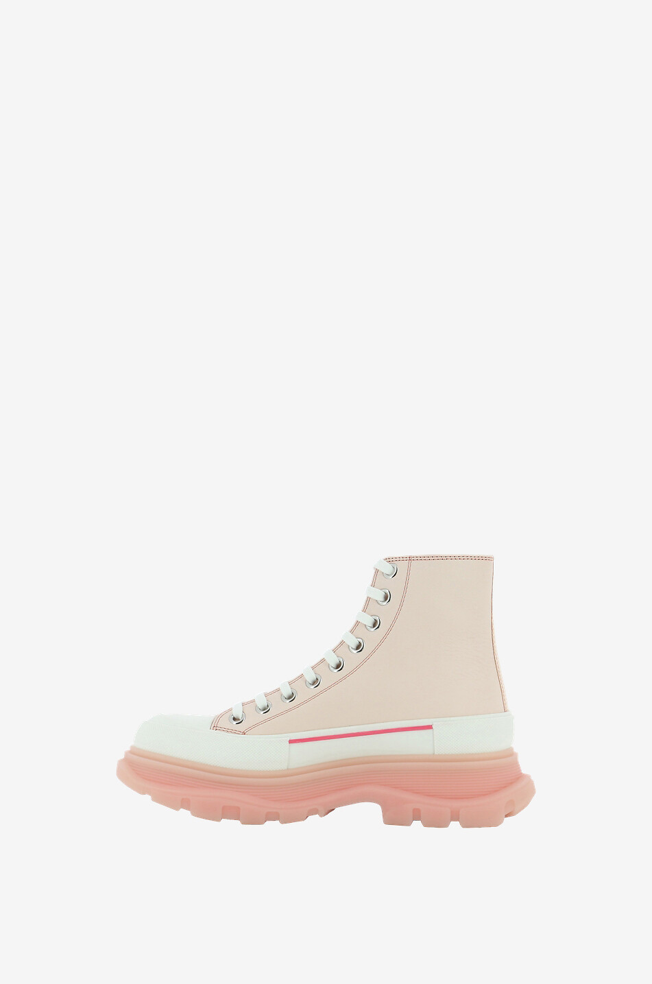 ALEXANDER McQUEEN Baskets montantes en cuir de veau Tread Slick Femme ROSE CLAIR 3