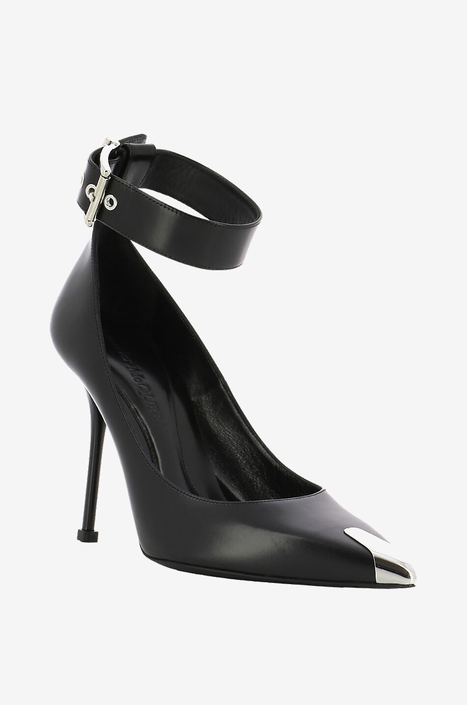 ALEXANDER McQUEEN Escarpins à bride cheville en cuir de veau Punk 105 Femme NOIR 1